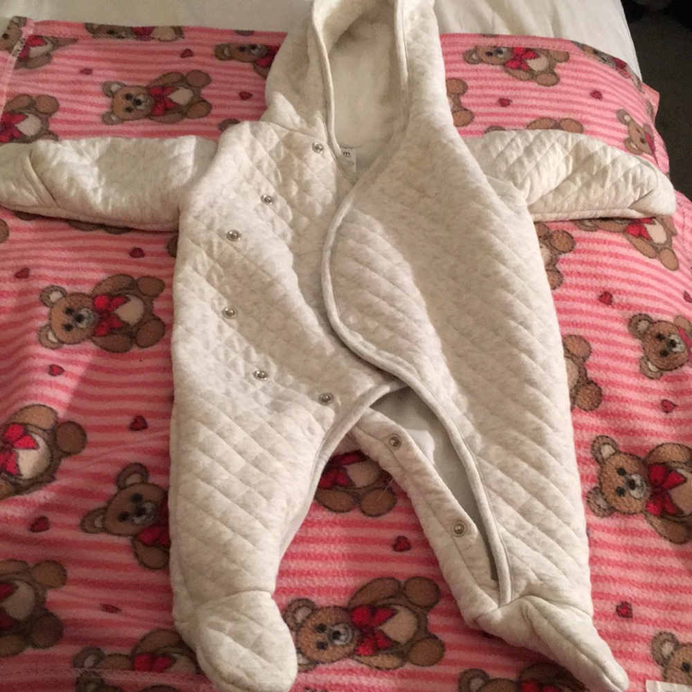 Snowsuit with hooded ears.